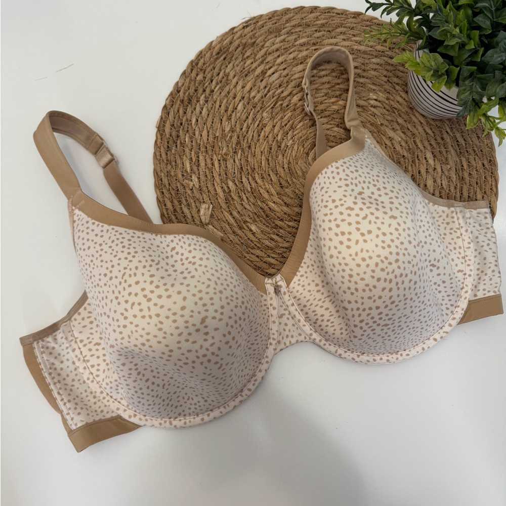 CACIQUE Polka Dot Underwire Bra - Cream and Tan Size‎ 46DDD